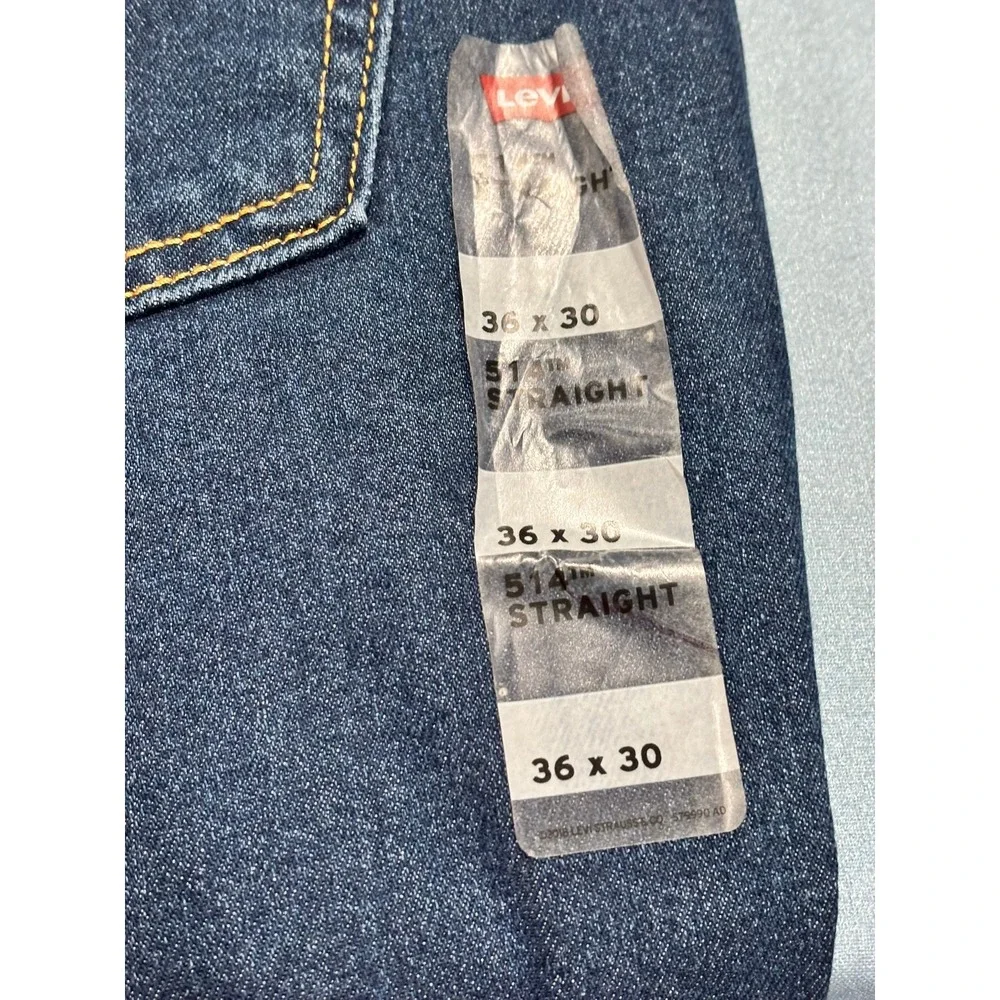 Levi's 514 Straight Jeans Mens 36x30 Blue Stretch Denim Classic Casual NEW